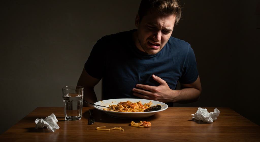 A man experiencing pain due to food poisoning